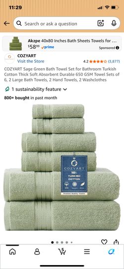 New. 6 piece bathroom towel set sage green