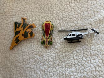 Toy car, helicopter, & jet