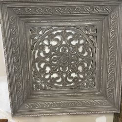 Gray Wooden Floral Wall Art