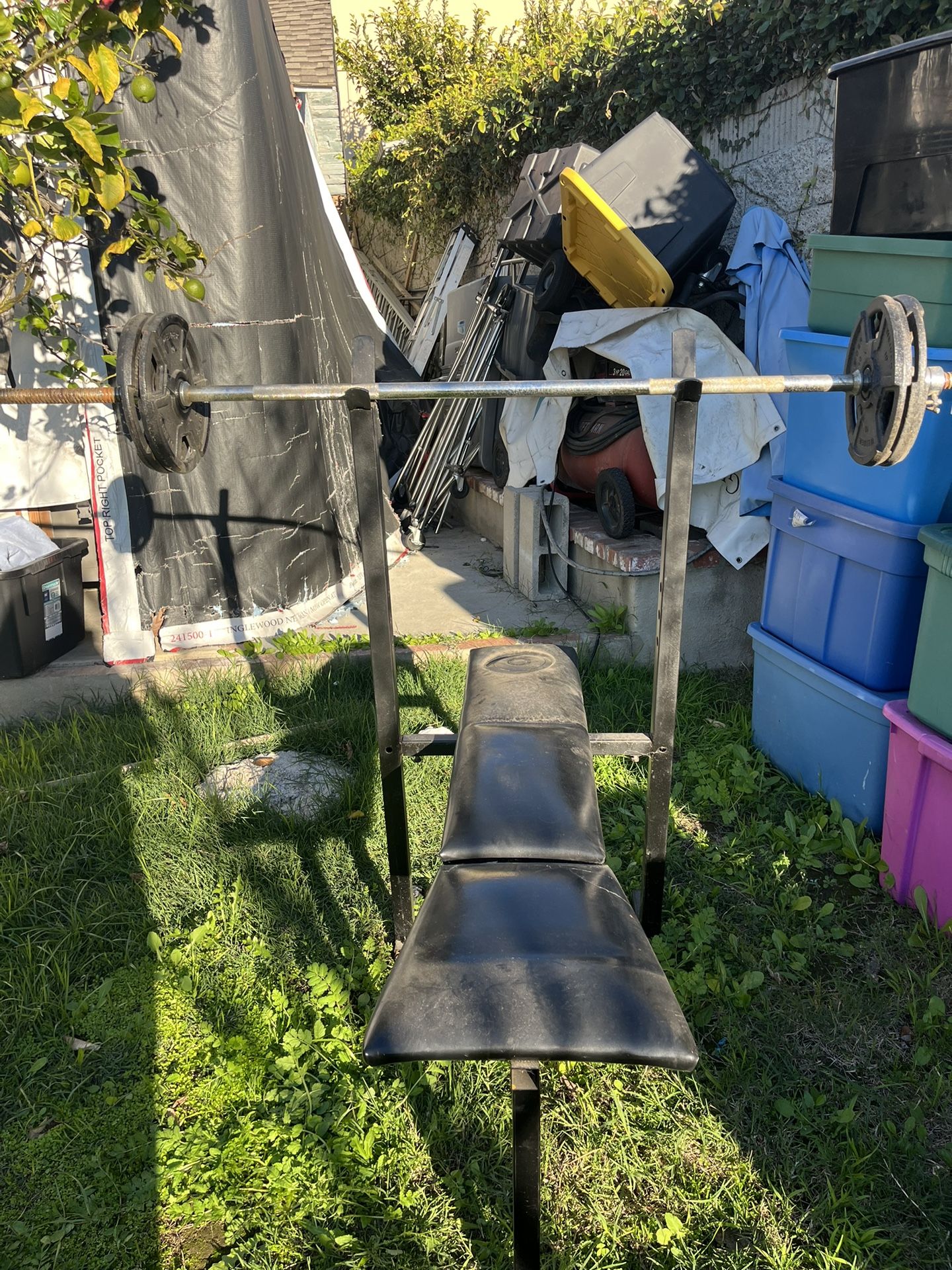 Weight bench with weight plates