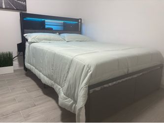 Full size led bed frame and mattress