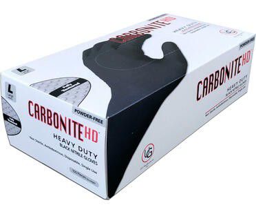 Carbonite Black Gloves Nitrile Heavy Duty Size Medium &  Available