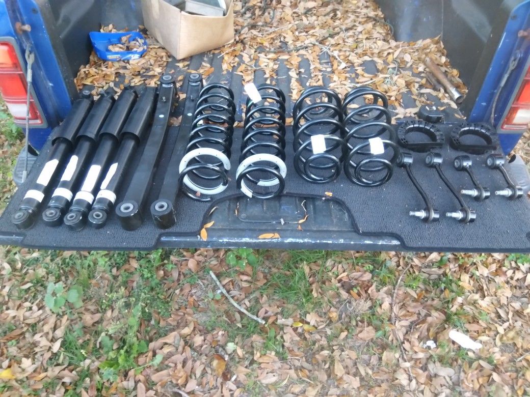 Brand new Jeep Wrangler parts. I have 4 shocks 4 springs 2 control arms and sway bar links