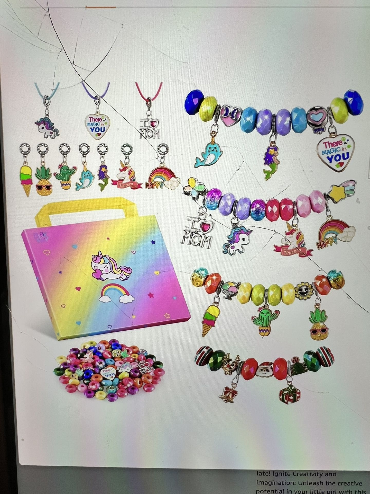 Girls Charm Bracelet Making Kit - Kids Unicorn Jewelry Supplies Make Set DIY Art Craft Set Birthday Gifts for 3 4 5 6 7 8 Year Old Girl Toys Age 6-8