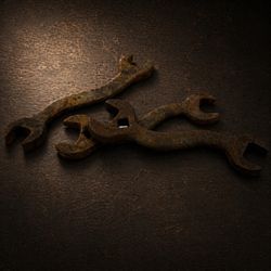 Antique “S” Wavy Open End Wrench Set 3pc Square Socket Farm Tool Iron