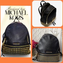 Michael KORS - Rhea Edition- Black Leather Studded Bookbag Purse