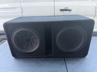 Kicker 48DCWR122 CompR dual 12-inch loaded subwoofer enclosure.  Two 12-inch Kicker CompR subwoofer