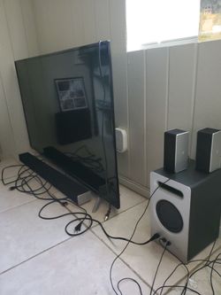 55 inch TV (NON SMART) with SOUND BAR/ SPEAKERS