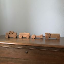 Handcrafted Wooden 4 Car Train Set
