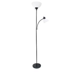 Simple Designs LF2000-BLK Mother-Daughter Floor Lamp with Reading Light, Black