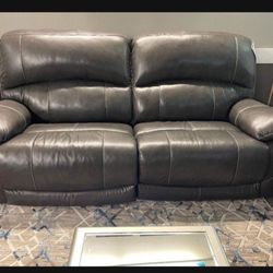 Gray Modern Comfort Dual Power Reclining Sofa🤩 USB , Adjustable Headrest💥 New Brand 🆕 Fastest Delivery 🚚 