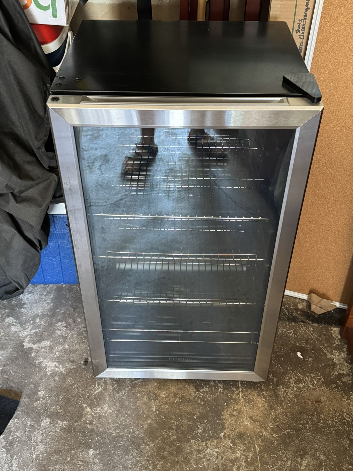Glass Door beverage Refrigerator. Perfect For Game Room, Or Bedroom