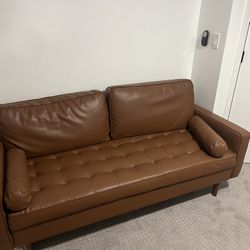 Brown Leather IKEA Couch 