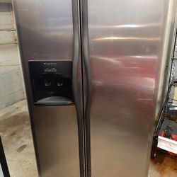 Side By Side Refrigerator Stainless Steel  Good Condition 