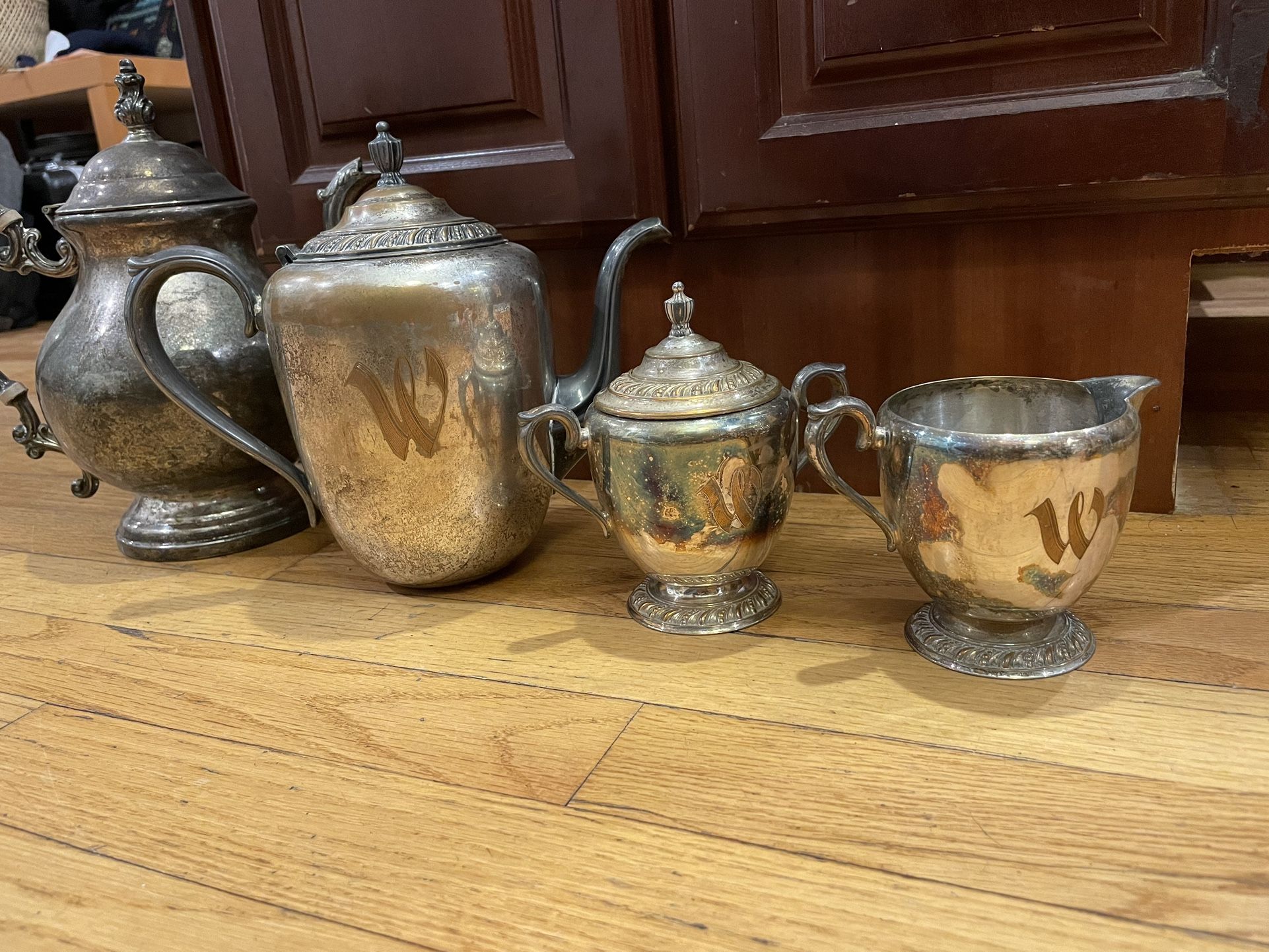 Set Of 4 Antique Plated Silver Items