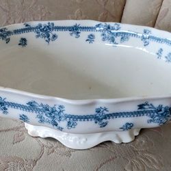 Antique, Creswell, Furnivalo, Blue Transferware, Vegetable Server


