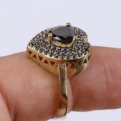 The Sultanas Jewelry. Europa Onyx 925 Silver Sterling & Bronze Ring, Size  8#.  
