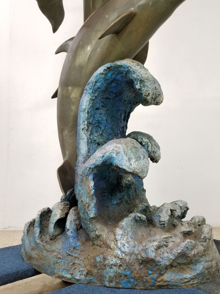 monumental bronze Dolphins water fountain