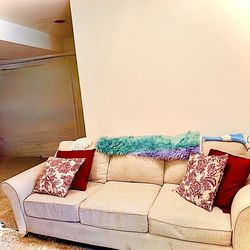 Macys beige 3- seater couch with cushions