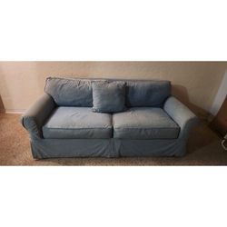 Beachside Cindy Crawford Rooms to Go Blue Denim Cotton Fabric Sofa