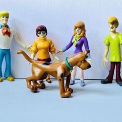 VTG Scooby Doo Gang Bendable Action Figure Set. Cartoon Network. Excellent 1999