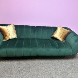 Green Velvet 88.2” Chesterfield Sofa