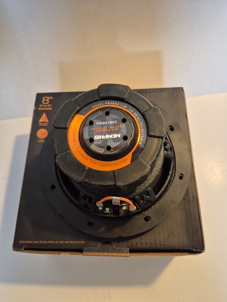 MEMPHIS (1) 8 INCH 2 OR 4 OHM SELECTABLE VOICE COIL 400 WATTS CAR SUBWOOFER ( BRAND NEW PRICE IS LOWEST INSTALL NOT AVAILABLE )