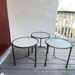 Brown Jordan Set of 3 Round Patio Side End Tables Textured Acrylic Bronze