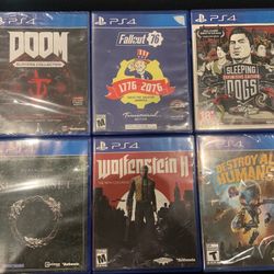 Sony PlayStation 4 PS4 Game Lot  (6 Games)WOLFENSTEIN 2 DOOM FALLOUT 76 + more(Post Nintendo Era)