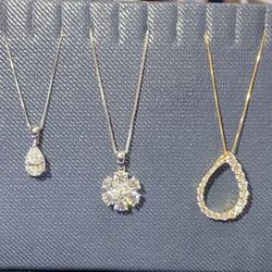 14kt YG AND WG PENDANTS + Complementary Chain
