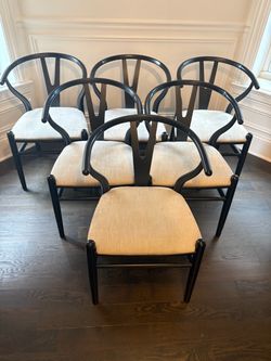Arhaus Black and Taupe Wishbone Chairs