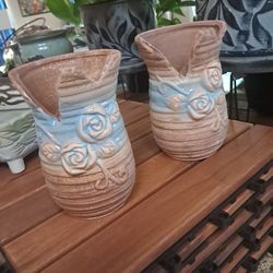 Ceramic Rose Pots Blue And Tans