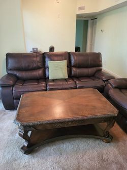 🛋️Leather Couch with Ottoman SET
