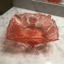 Vintage (1950’s) Salmon-Colored Transparent Plastic Fruit Bowl