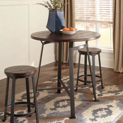 Challiman Table / 2 counter height chairs
