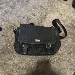 VTG Coach Signature Jacquard Saddle Crossbody Messenger Bag Black