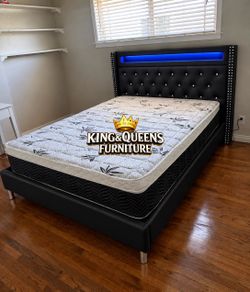 New Queen bed frame with mattress
