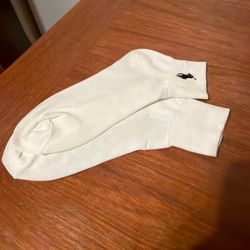 NWOT Socks Ralph Lauren Adult Unisex Ankle White Thin Logo Size 5-10 No Labels