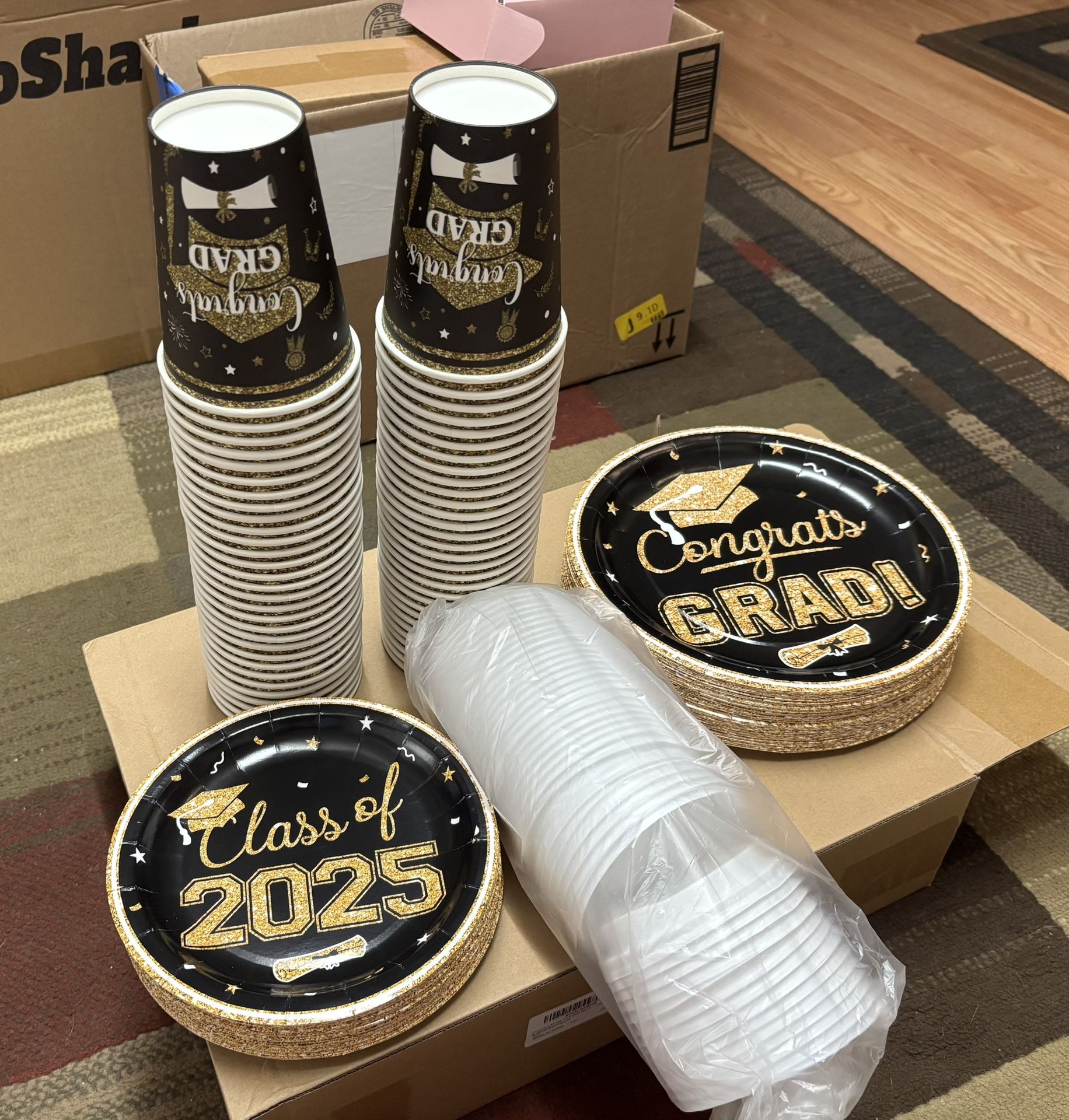 Graduation Party Decorations - Plates Cups - Candy Table