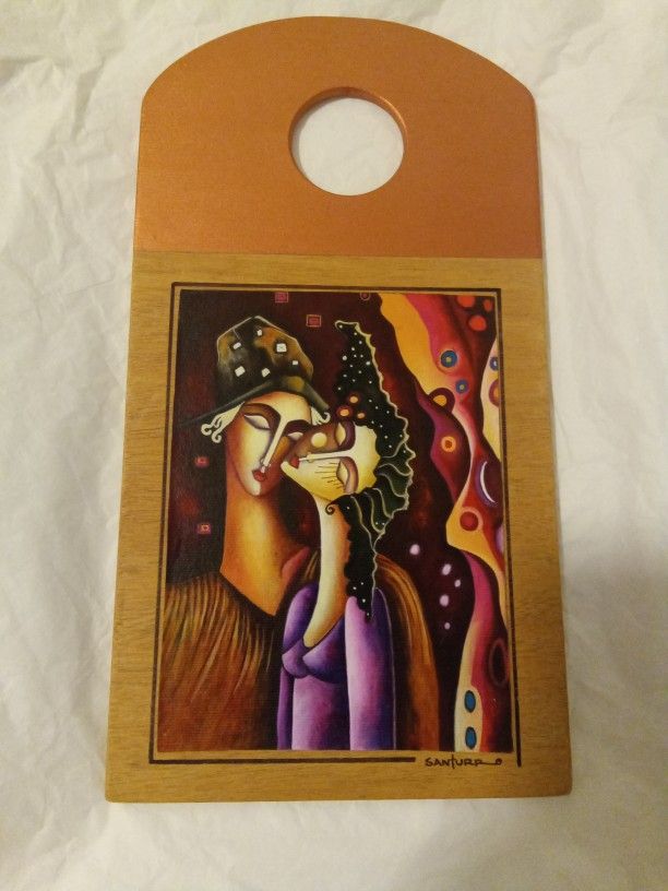 CONTEMPORARY SANTURRO OIL ON WOOD PAINTING