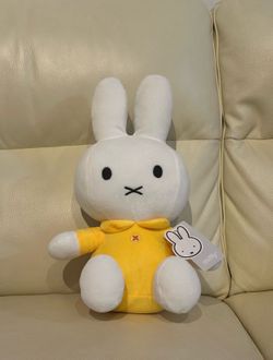 Miffy Rabbit Plush Stuffed Animal White & Yellow Outfit Animation Animals Theme
