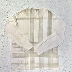 Burberry Distressed Check Sleeve Cotton T-shirt