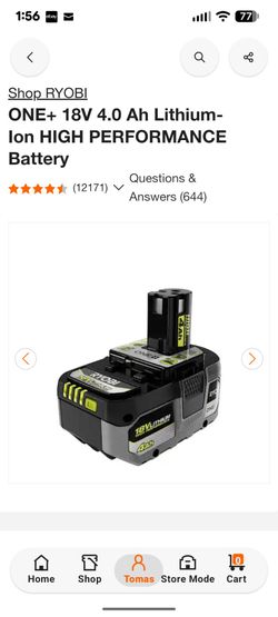 Ryobi ONE+ 18V Ah Lithium-Ion battery