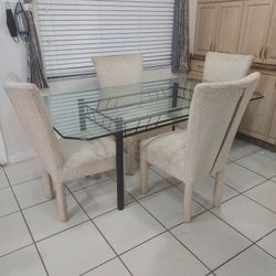 glass table set length 71 width 42 height 29