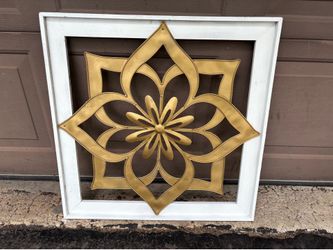 Large wood metal floral art