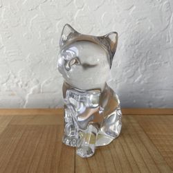 Vintage Princess House Pets 24% Lead Crystal Glass Sitting Cat Kitten Figurine