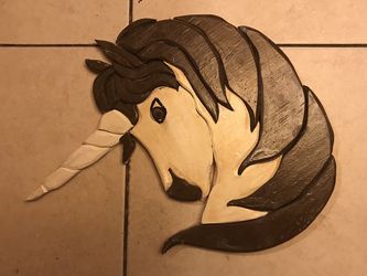 Solid wood 3D hand crafted unicorn