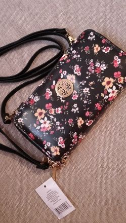 New Double Zipper Floral Wallet, Wristlet, Wallet And Crossbody