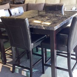 48 Inches  X 48 Inches New Dining Table, High Table, High Chairs, Marble, Finish For Deliver Ready To Deliver