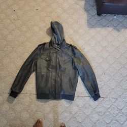 Brand NEW Armani Leather Jacket Dark Grayish Black